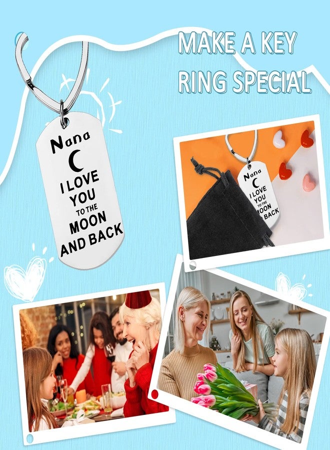 PLwelth Nana Gift from Granddaughter Grandson I Love You to the Moon and Back Nana Keychain Cute Heart Key Ring Engraved Grandma Keychain Jewelry for Women Birthday Christmas Mother’s Day Present - Image 4